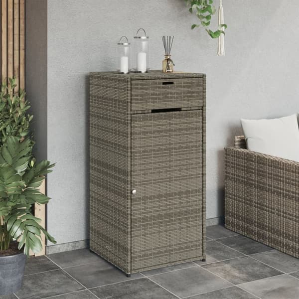 The Living Store opbevaringsskab til haven 55x55x111 cm polyrattan grå -  Udendørs opbevaringskasser