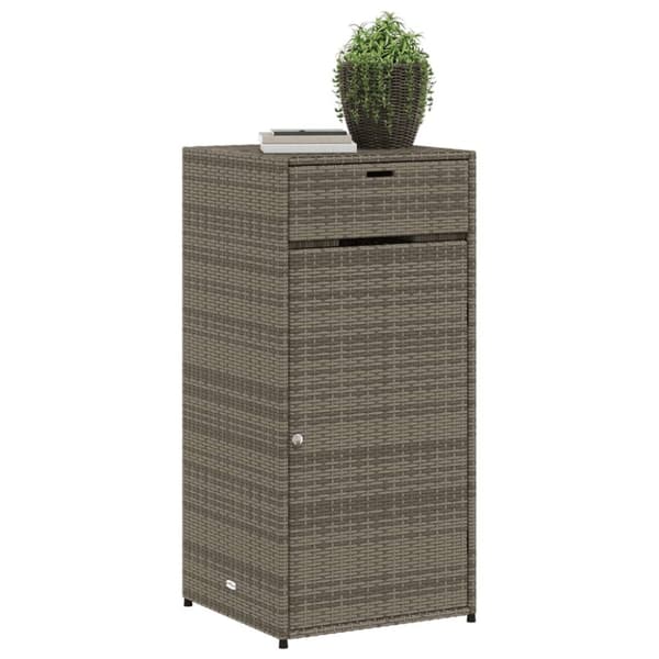 The Living Store opbevaringsskab til haven 55x55x111 cm polyrattan grå -  Udendørs opbevaringskasser