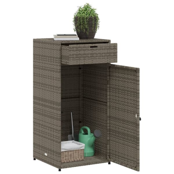 The Living Store opbevaringsskab til haven 55x55x111 cm polyrattan grå -  Udendørs opbevaringskasser