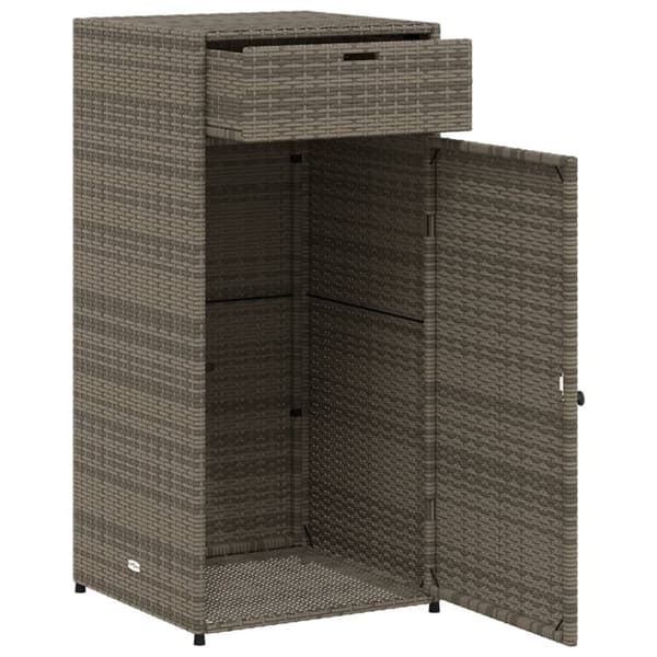 The Living Store opbevaringsskab til haven 55x55x111 cm polyrattan grå -  Udendørs opbevaringskasser