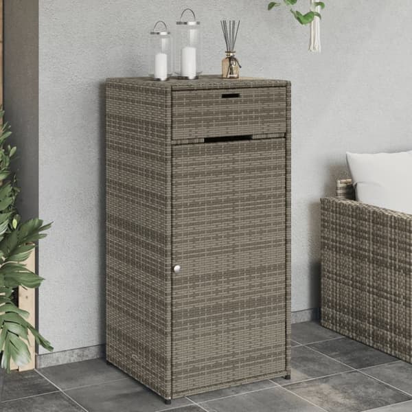 The Living Store opbevaringsskab til haven 55x55x111 cm polyrattan grå -  Udendørs opbevaringskasser