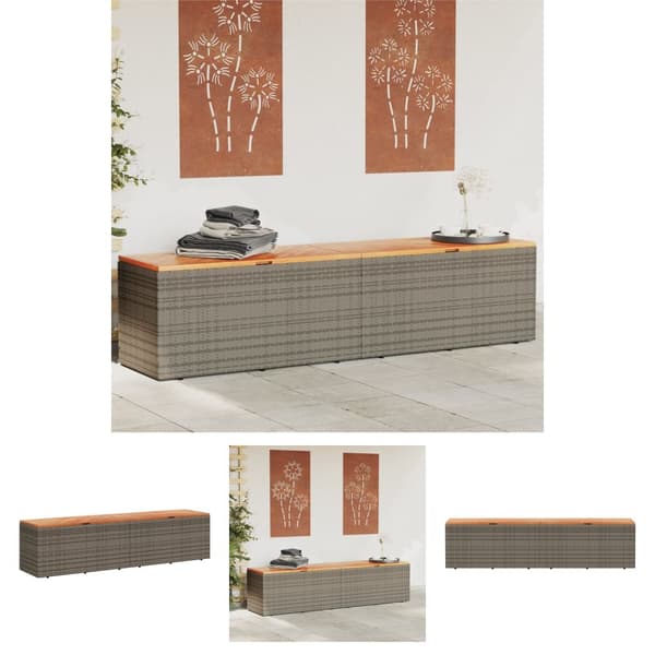 The Living Store Puutarhan säilytyslaatikko harmaa 220x50x54 cm polyrottinki -  Ulkotilan säilytyslaatikot