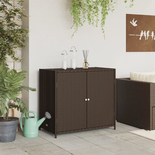The Living Store opbevaringsskab til haven 83x45x76 cm polyrattan brun -  Udendørs opbevaringskasser