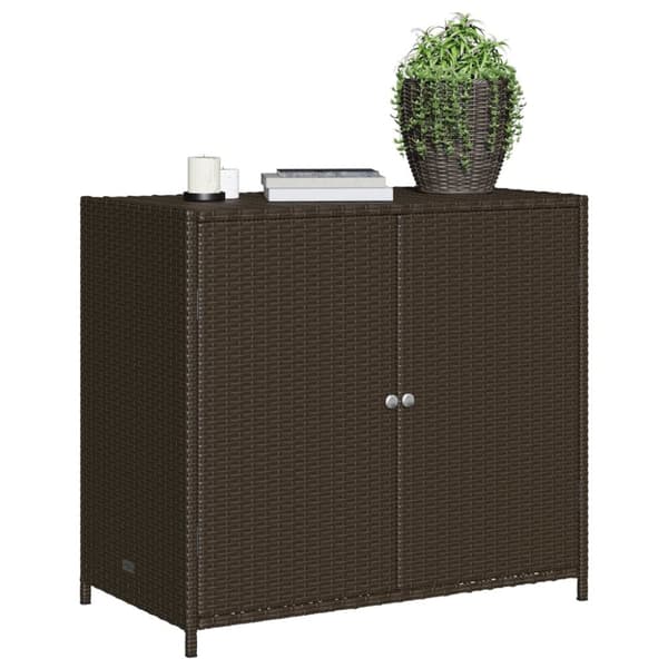 The Living Store opbevaringsskab til haven 83x45x76 cm polyrattan brun -  Udendørs opbevaringskasser