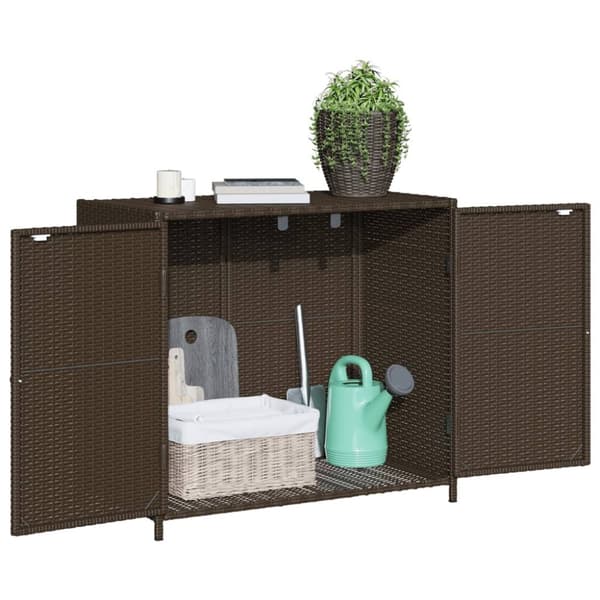 The Living Store opbevaringsskab til haven 83x45x76 cm polyrattan brun -  Udendørs opbevaringskasser
