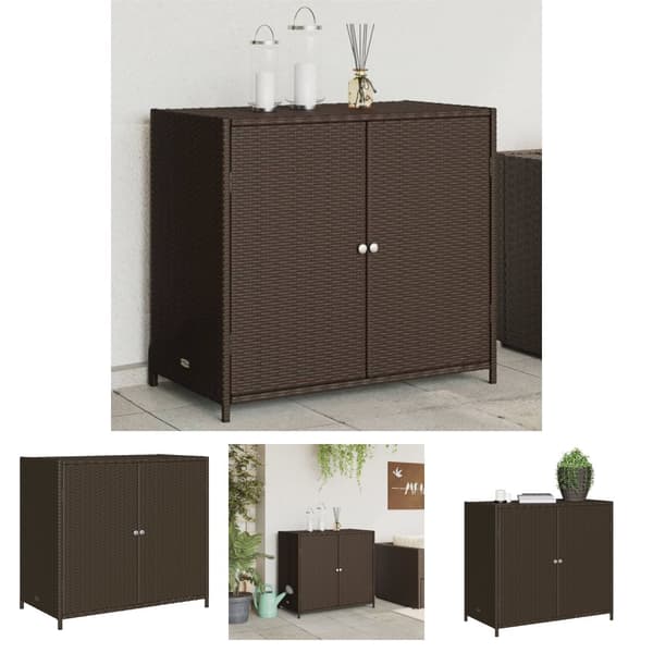 The Living Store opbevaringsskab til haven 83x45x76 cm polyrattan brun -  Udendørs opbevaringskasser