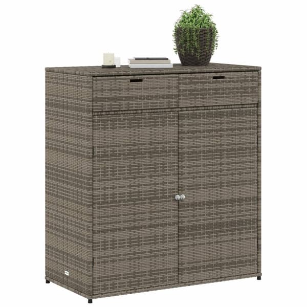 The Living Store Puutarhan säilytyskaappi harmaa 105x55x113 cm polyrottinki -  Ulkotilan säilytyslaatikot