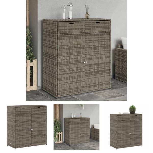 The Living Store Puutarhan säilytyskaappi harmaa 105x55x113 cm polyrottinki -  Ulkotilan säilytyslaatikot