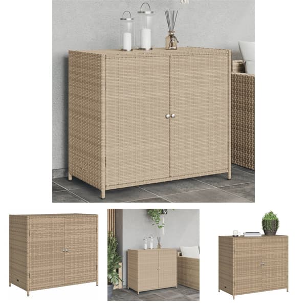The Living Store Trädgårdsskåp beige 83x45x76 cm konstrotting -  Dynboxar
