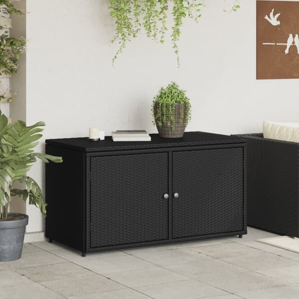 The Living Store Puutarhan säilytyskaappi musta 110x55x60,5 cm polyrottinki -  Ulkotilan säilytyslaatikot