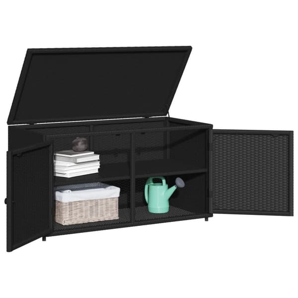 The Living Store Puutarhan säilytyskaappi musta 110x55x60,5 cm polyrottinki -  Ulkotilan säilytyslaatikot