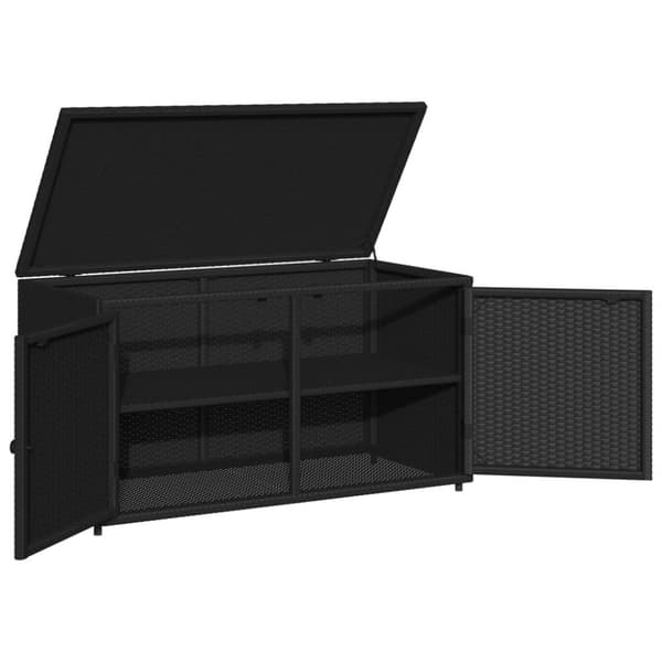 The Living Store Puutarhan säilytyskaappi musta 110x55x60,5 cm polyrottinki -  Ulkotilan säilytyslaatikot