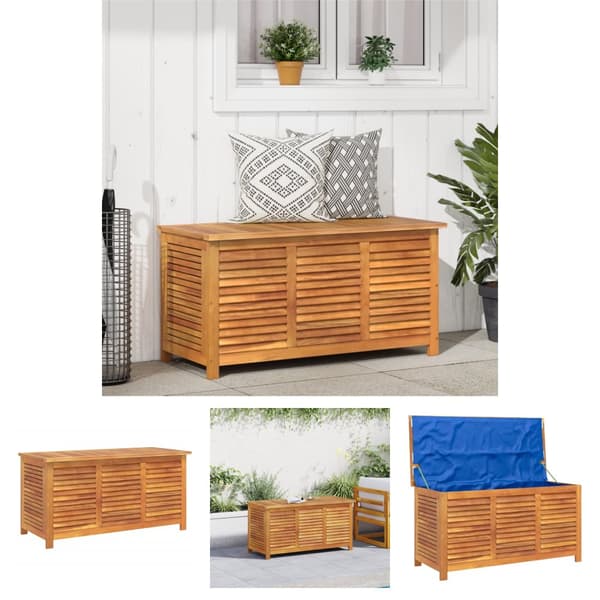 The Living Store Ulkosäilytyslaatikko säleiköllä 113x50x56 cm täysi akasiapuu -  Ulkotilan säilytyslaatikot
