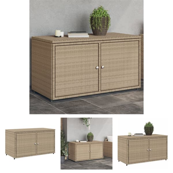 The Living Store Puutarhan säilytyskaappi beige 110x55x60,5 cm polyrottinki -  Ulkotilan säilytyslaatikot