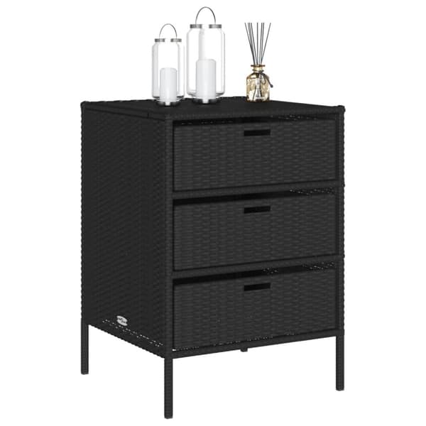 The Living Store Puutarhan säilytyskaappi musta 55x59x80 cm polyrottinki -  Ulkotilan säilytyslaatikot