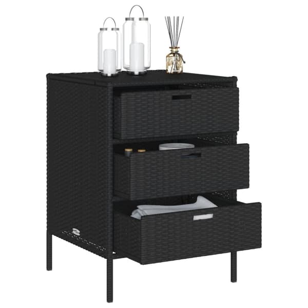 The Living Store Puutarhan säilytyskaappi musta 55x59x80 cm polyrottinki -  Ulkotilan säilytyslaatikot