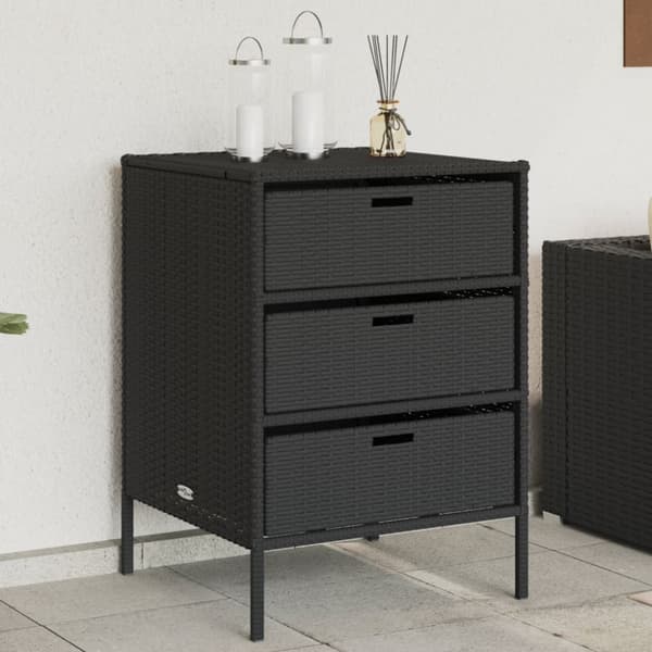 The Living Store Puutarhan säilytyskaappi musta 55x59x80 cm polyrottinki -  Ulkotilan säilytyslaatikot