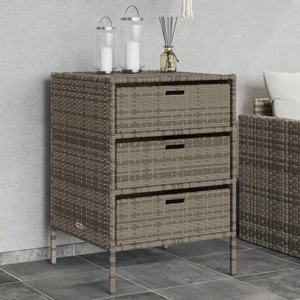 The Living Store Puutarhan säilytyskaappi harmaa 55x59x80 cm polyrottinki -  Ulkotilan säilytyslaatikot