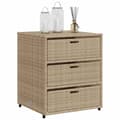 Miniatyrbillede 5 af 11: The Living Store opbevaringsskab til haven 55x59x69 cm polyrattan beige -  Udendørs opbevaringskasser