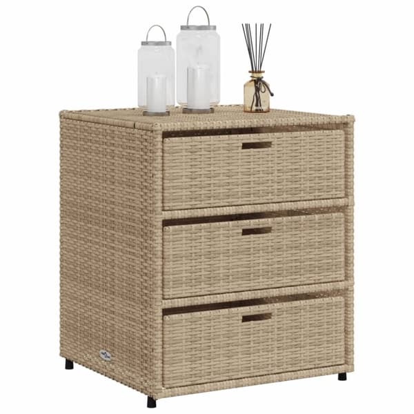 The Living Store opbevaringsskab til haven 55x59x69 cm polyrattan beige -  Udendørs opbevaringskasser