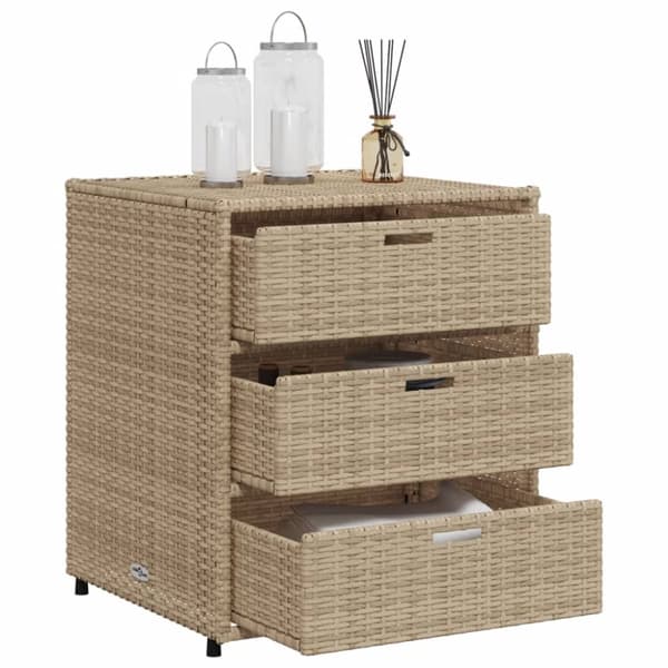 The Living Store opbevaringsskab til haven 55x59x69 cm polyrattan beige -  Udendørs opbevaringskasser