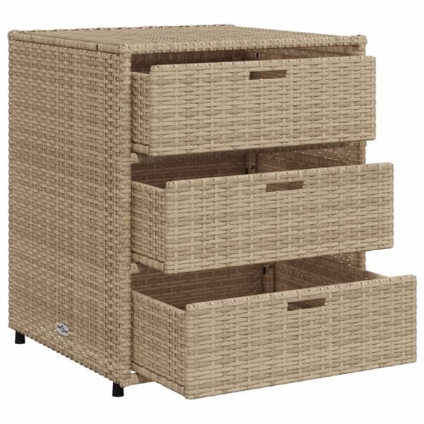 The Living Store opbevaringsskab til haven 55x59x69 cm polyrattan beige -  Udendørs opbevaringskasser
