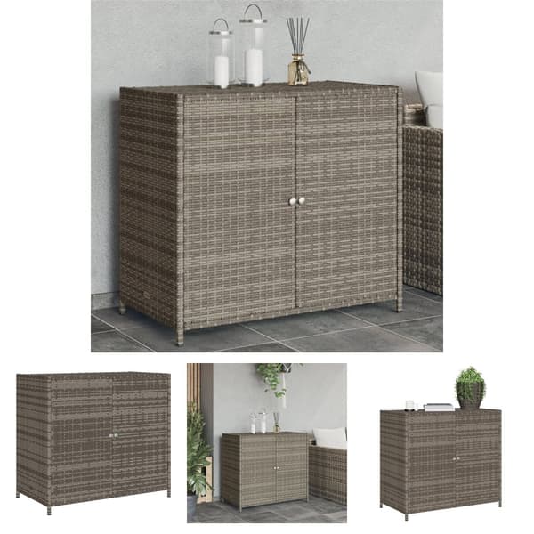 The Living Store Puutarhan säilytyskaappi harmaa 83x45x76 cm polyrottinki -  Ulkotilan säilytyslaatikot