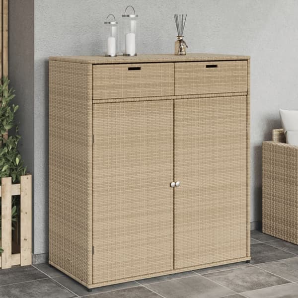 The Living Store Puutarhan säilytyskaappi beige 105x55x113 cm polyrottinki -  Ulkotilan säilytyslaatikot