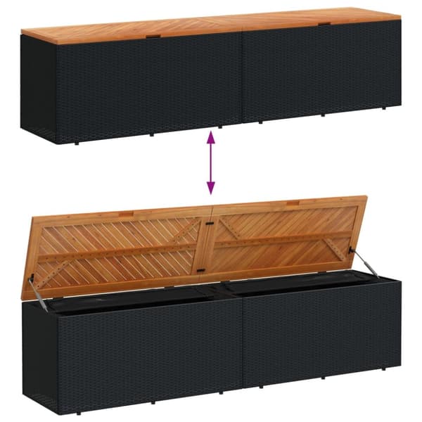 The Living Store Dynbox svart 220x50x54 cm konstrotting akaciaträ -  Dynboxar
