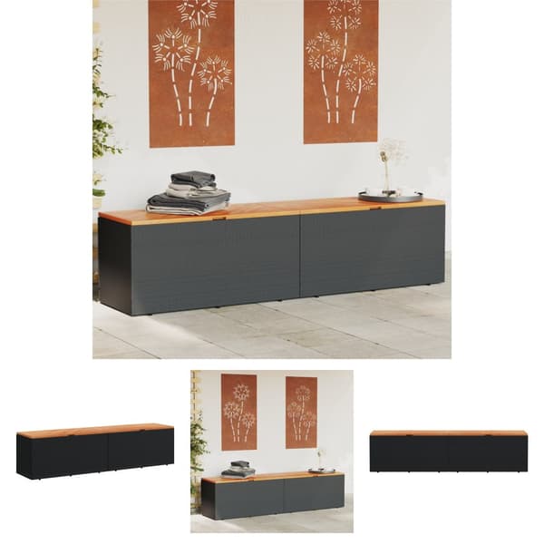 The Living Store Puutarhan säilytyslaatikko musta 220x50x54 cm polyrottinki -  Ulkotilan säilytyslaatikot