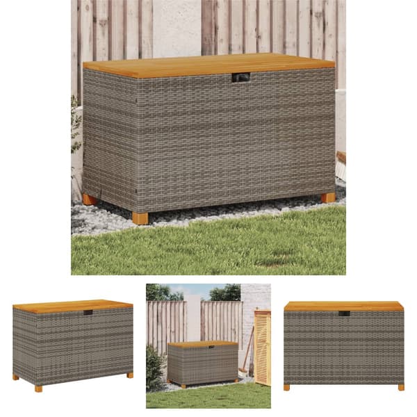 The Living Store Puutarhan säilytyslaatikko harmaa 110x55x63 cm polyrottinki -  Ulkotilan säilytyslaatikot