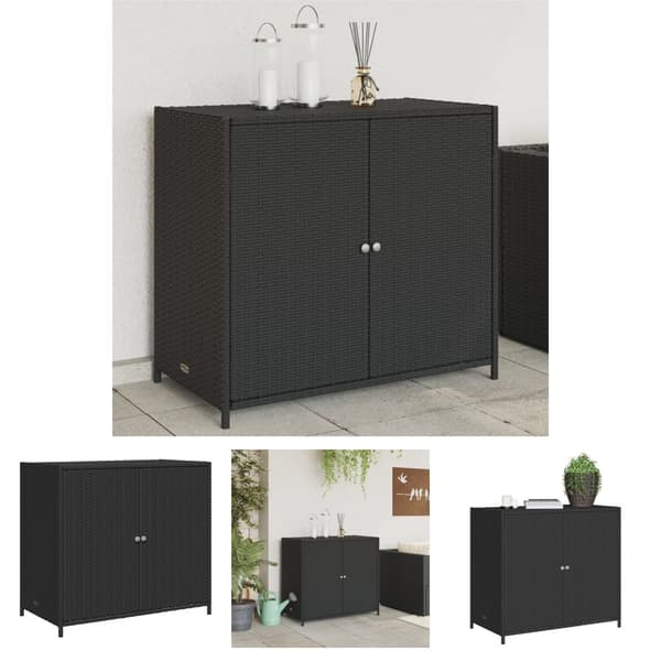 The Living Store Puutarhan säilytyskaappi musta 83x45x76 cm polyrottinki -  Ulkotilan säilytyslaatikot