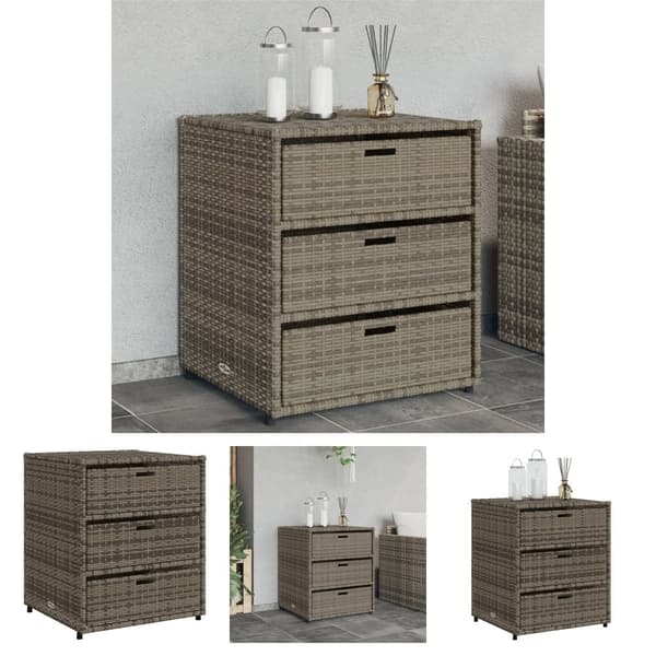 The Living Store Puutarhan säilytyskaappi harmaa 55x59x69 cm polyrottinki -  Ulkotilan säilytyslaatikot
