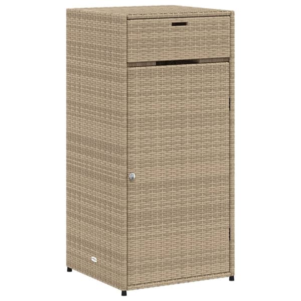 The Living Store opbevaringsskab til haven 55x55x111 cm polyrattan beige -  Udendørs opbevaringskasser