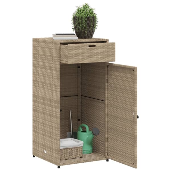 The Living Store opbevaringsskab til haven 55x55x111 cm polyrattan beige -  Udendørs opbevaringskasser