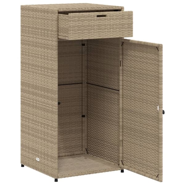 The Living Store opbevaringsskab til haven 55x55x111 cm polyrattan beige -  Udendørs opbevaringskasser