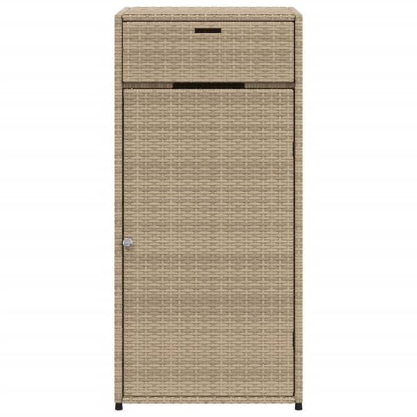 The Living Store opbevaringsskab til haven 55x55x111 cm polyrattan beige -  Udendørs opbevaringskasser