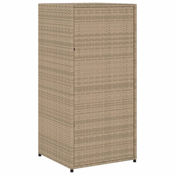 The Living Store opbevaringsskab til haven 55x55x111 cm polyrattan beige -  Udendørs opbevaringskasser