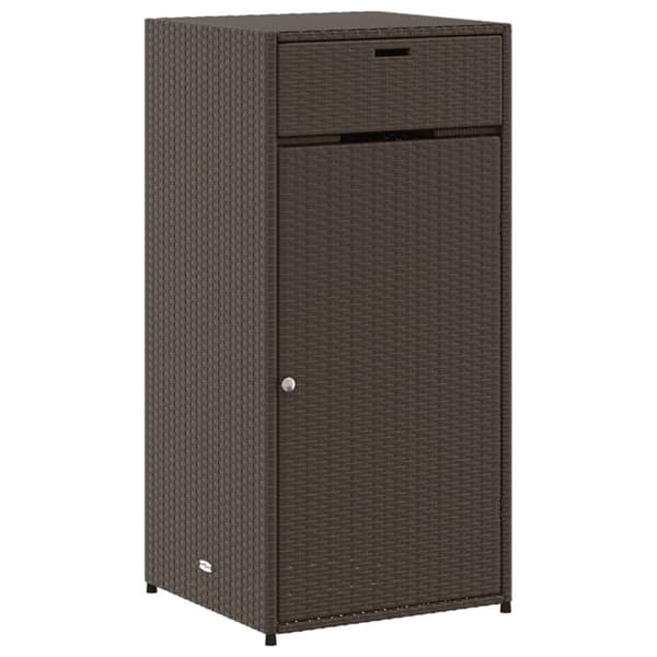 The Living Store opbevaringsskab til haven 55x55x111 cm polyrattan brun -  Udendørs opbevaringskasser