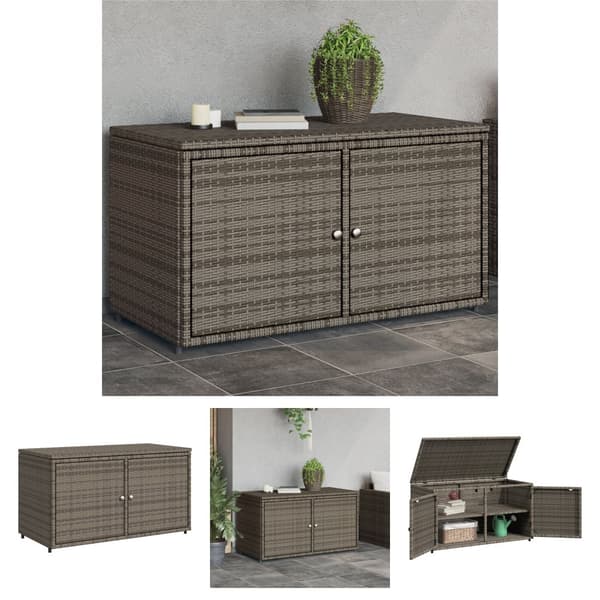 The Living Store Puutarhan säilytyskaappi harmaa 110x55x60,5 cm polyrottinki -  Ulkotilan säilytyslaatikot