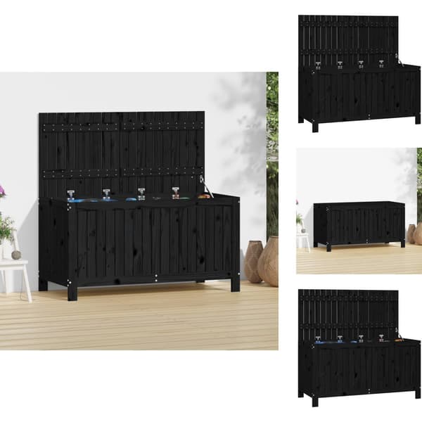 Ulkotilan säilytyslaatikot - Living Säilytyslaatikko musta 121x55x64 cm täysi mänty