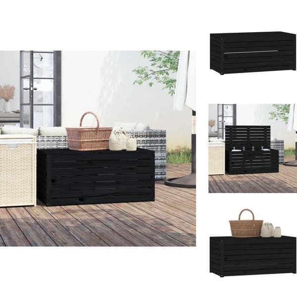 Ulkotilan säilytyslaatikot - Living Puutarhalaatikko musta 101x50,5x46,5 cm täysi mänty
