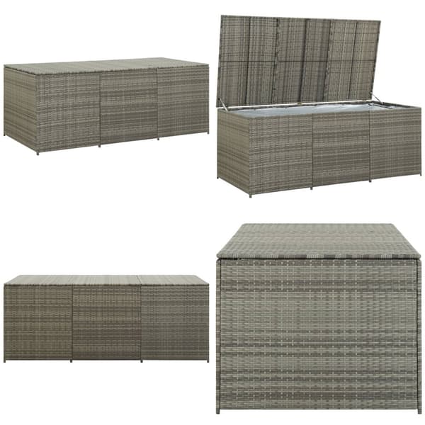 Puutarhan säilytyslaatikko polyrottinki 180x90x70 cm harmaa - Varastoarkku - Varastoarkut - Home & Living