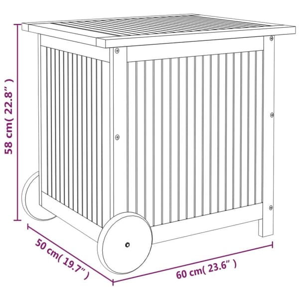 Opbevaringsboks til haven med hjul 60x50x58 cm massivt træ - Opbevaringsboks - Opbevaringsbokse - Home & Living