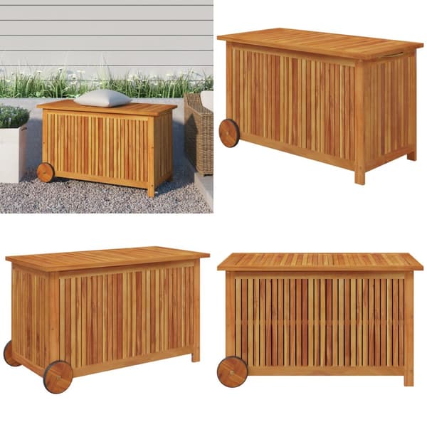 Opbevaringsboks til haven med hjul 90x50x58 cm massivt træ - Opbevaringsboks - Opbevaringsbokse - Home & Living