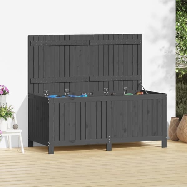 Opbevaringskasse til haven 147x68x64 cm massivt fyrretræ grå - Havekasse - Havekasser - Home & Living