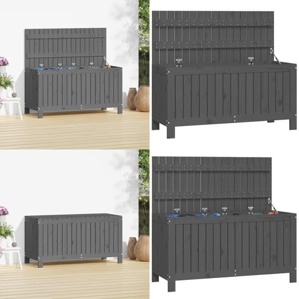 Dynbox svart 115x49x60 cm massiv furu - Trädgårdslåda - Trädgårdslådor - Home & Living