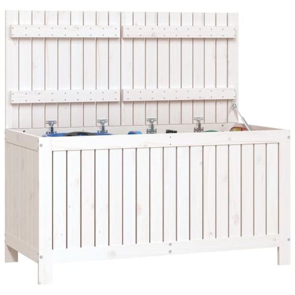 Opbevaringskasse til haven 121x55x64 cm massivt fyrretræ hvid - Havekasse - Havekasser - Home & Living