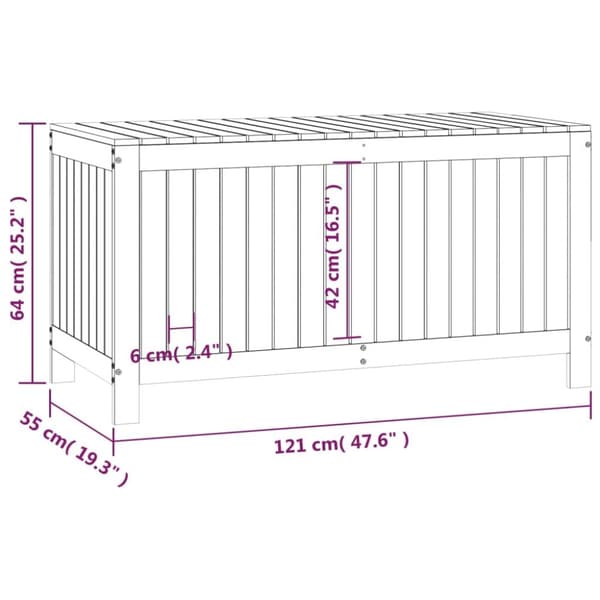 Opbevaringskasse til haven 121x55x64 cm massivt fyrretræ hvid - Havekasse - Havekasser - Home & Living