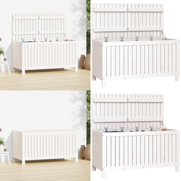 Opbevaringskasse til haven 121x55x64 cm massivt fyrretræ hvid - Havekasse - Havekasser - Home & Living
